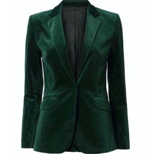 Emerald green velvet blazer NWT